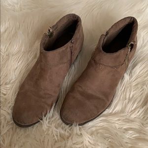 Brown suede booties